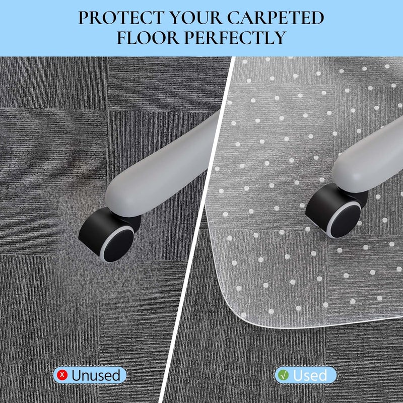 HOMEK Office Chair Mat for Low Pile Carpet, 30" x 48" Transparent Office Desk Chair Mat for Carpeted Floors, Studded Carpet Floors Protector Mat for Home & Offices - Image 2